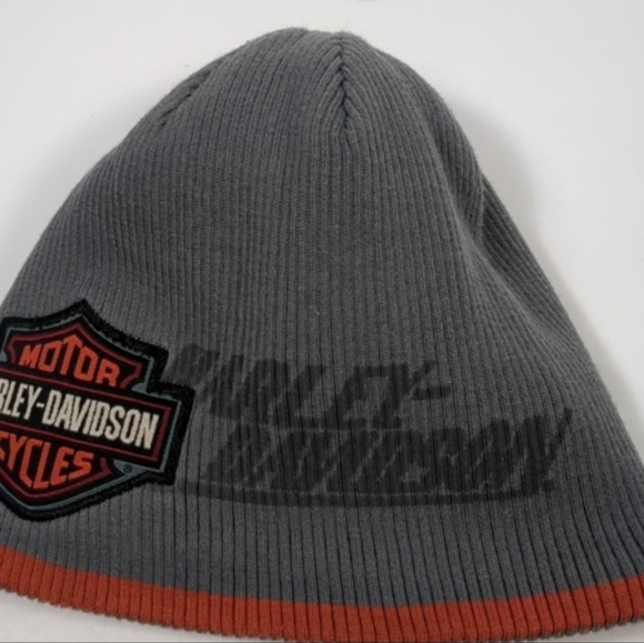 Harley-Davidson Gray and Orange Beanie One Size - Picture 2 of 4